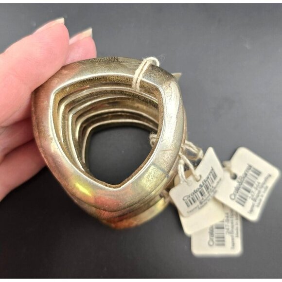 Set Of 5 Crate & Barrel Silver Tapered Shapes Napkin Rings - Made In India - Picture 4 of 4